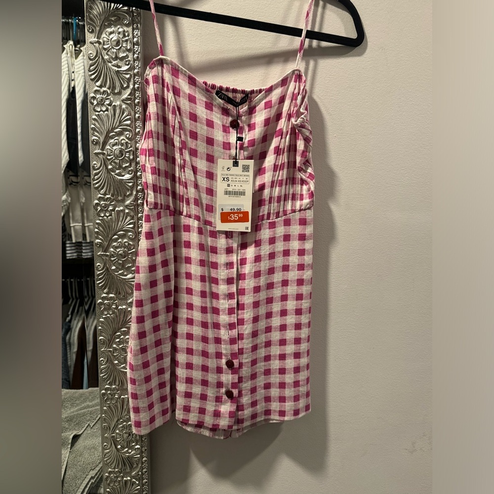 Pink and White Checkered Romper